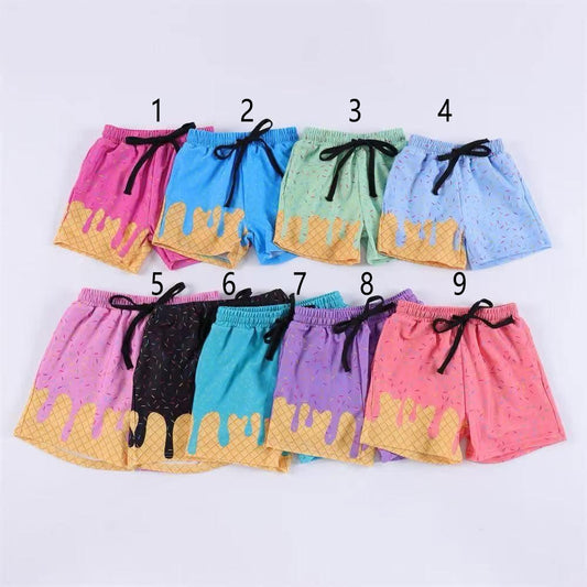 Custom moq 5 mix sizes baby kids summer clothing Ice Cream shorts adult with kids