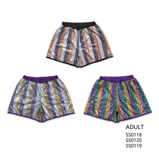RTS NO MOQ SS0118 SS0120 SS0119 Adult Girls Sequin Striped Shorts