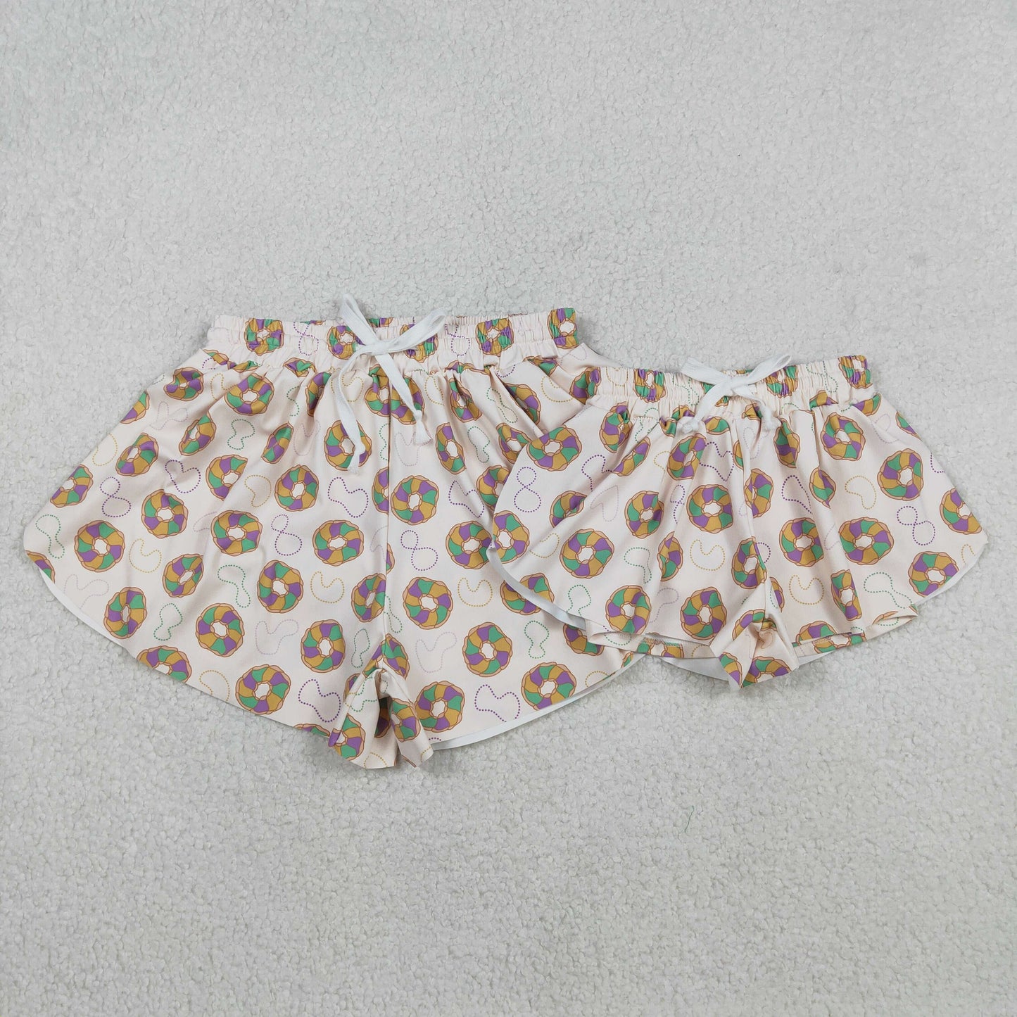 RTS NO MOQ Sibling baby girl clothes and Adult clothes mardi gras yoga kids shorts and adult shorts