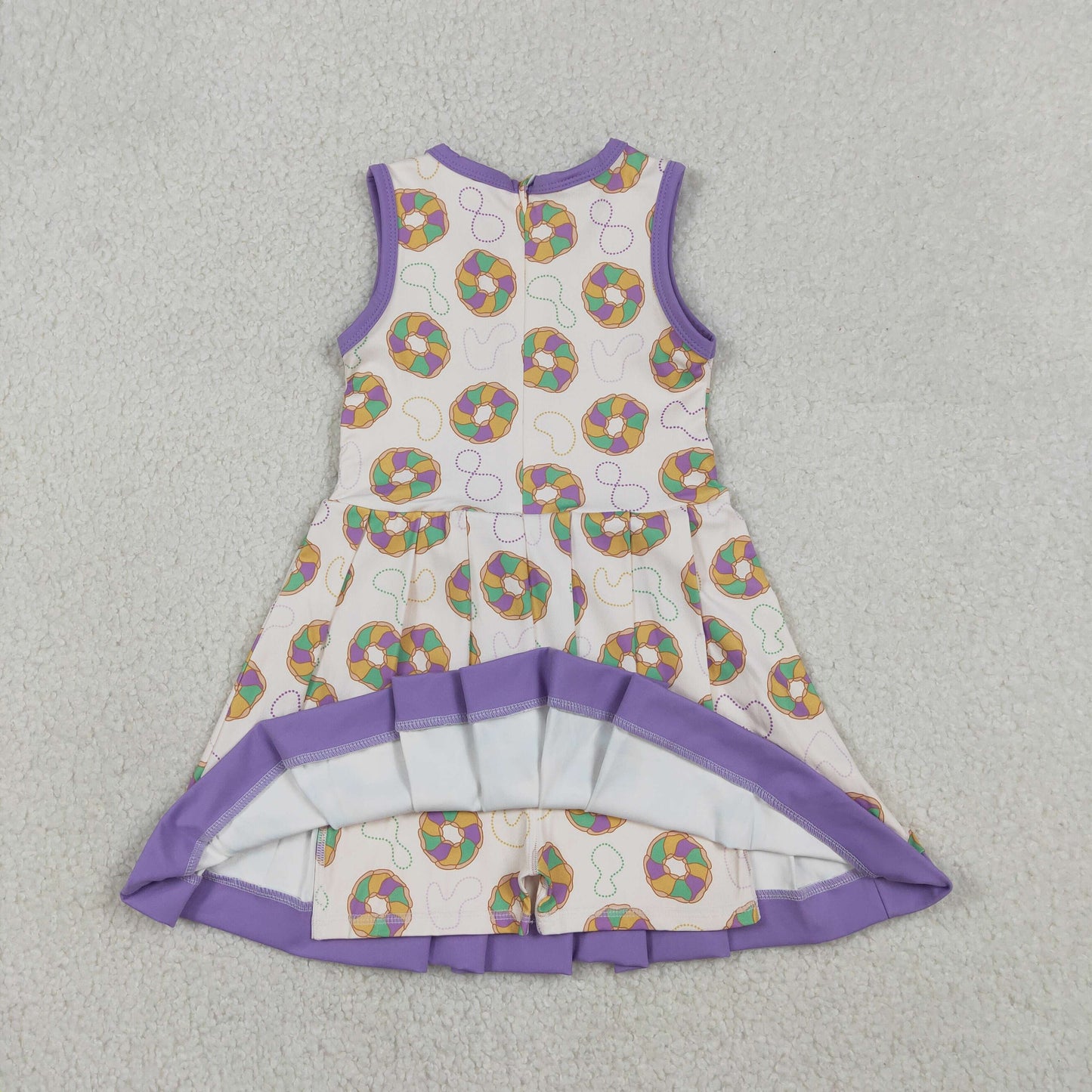 RTS NO MOQ（In Stock) Carnival Necklace Donut Beige Yoga Pleated Sleeveless Dress