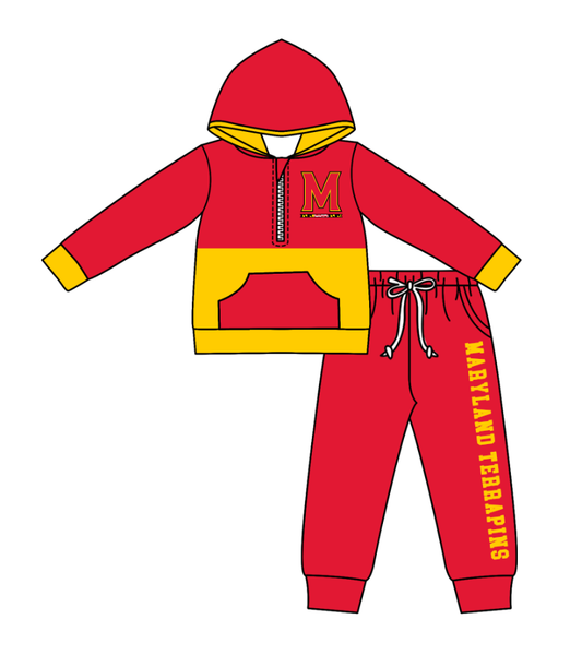 Custom moq 5 mix size eta 6-8weeks milk silk summer teams baby boy clothes red hooded long sleeve pants sets-25.10.27