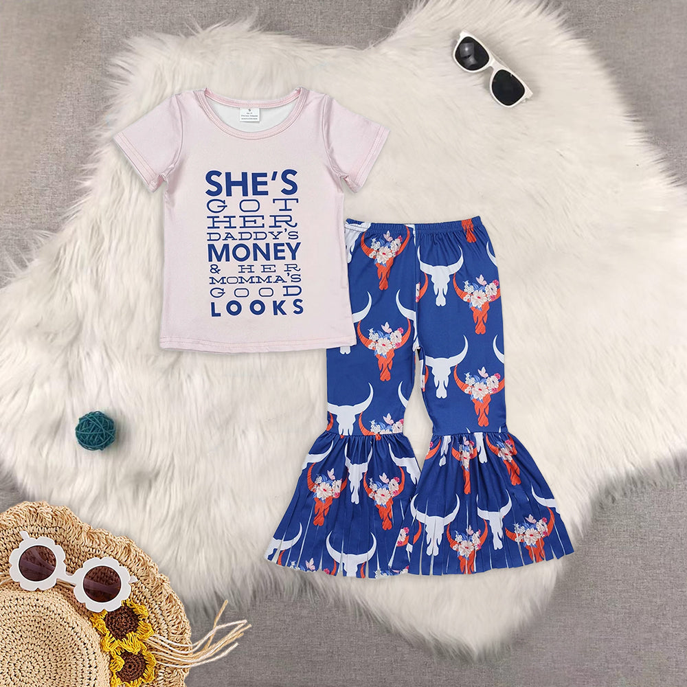 RTS NO MOQ Girls short sleeve pants Sets