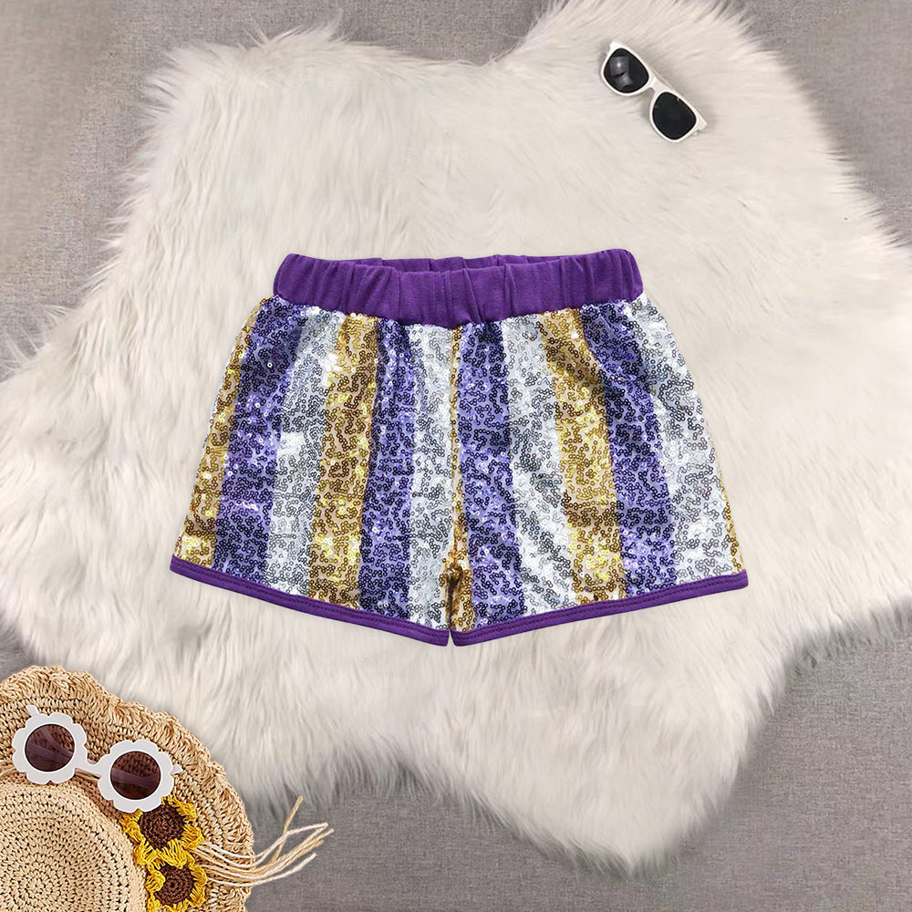 RTS NO MOQ Sbaby girls clothes summer Sequin Stripe Shorts