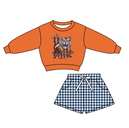 Custom moq 5 mix size milk silk summer teams baby boys clothes orange long sleeve shorts sets-25.10.28