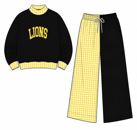 custom moq 5 mix size LYWD01 high neck style clothes KIDS SETS yoga fabric.