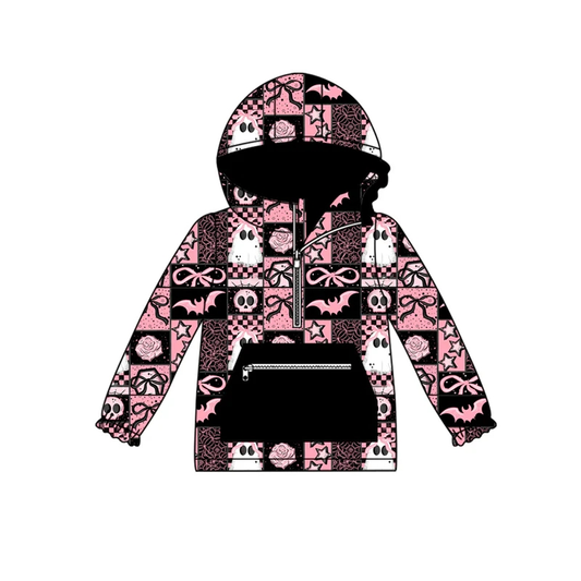 Custom moq 5 each style eta 6-7weeks baby girl clothes pocket ghost bow hooded long sleeve top-25.8.1