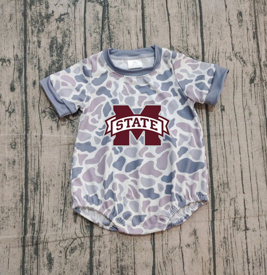 Custom moq 5 mix size milk silk Boy and Girl's Camouflage Gray Camouflage Romper, Milk Silk, Popular, Cute MARNOON COLOR