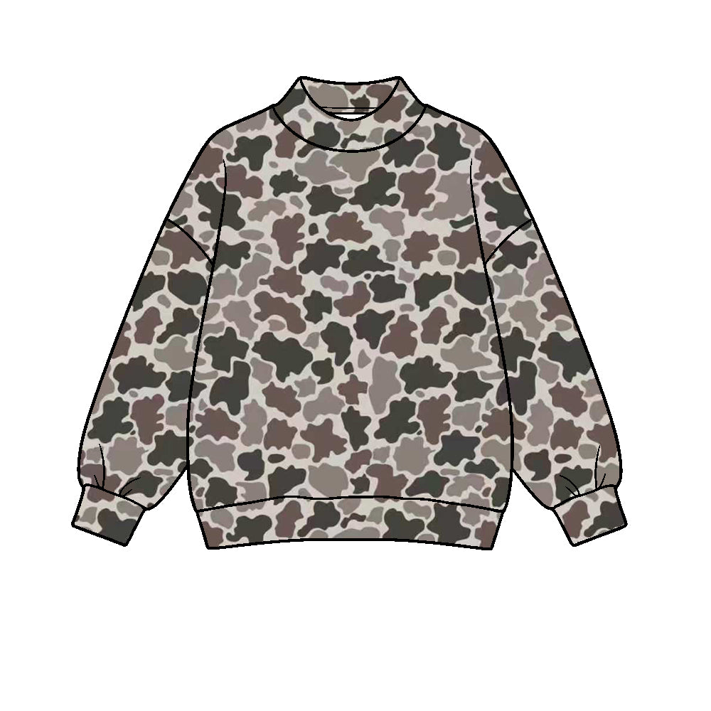 pre order no moq CAMOSW0101 High Neck Baby Kids Camo Print  Long Sleeve Pullover Sweatshirt Casual Top