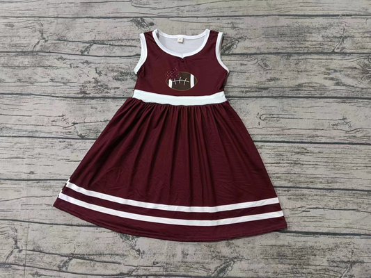 Custom moq 5 each style eta 6-7weeks baby girl clothes team brick red sleeveless dress-25.8.2