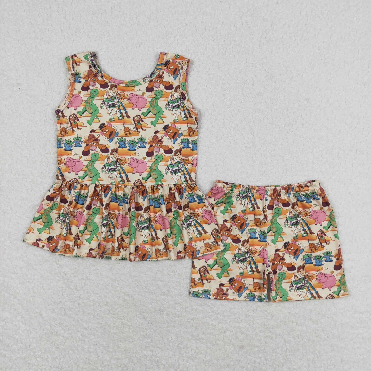 Cute Clothes  GSSO1275 Baby Girls Sleeveless Tunic Shorts Clothes Sets