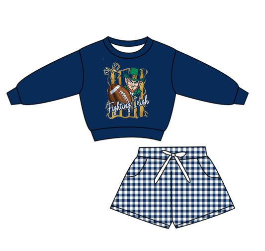 Custom moq 5 mix size milk silk summer teams baby boys clothes navy blue long sleeve shorts sets-25.10.28