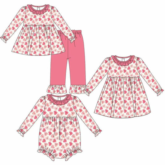 Custom moq 5 each style eta 6-7weeks baby girl clothes love long sleeve pants sets and romper and dress -25.8.9