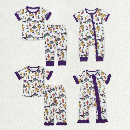 RTS NO MOQ Sibling Baby girls clothes mardi gras short-sleeved trousers suit & rompers