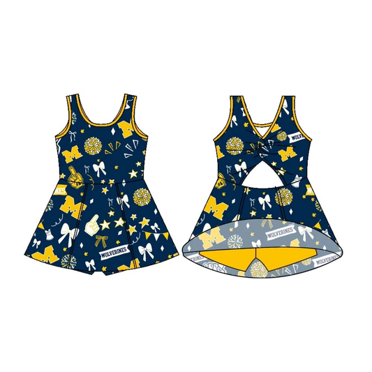 Custom moq 5 each style eta 6-7weeks baby girl clothes team bow sleeveless dress-25.8.1