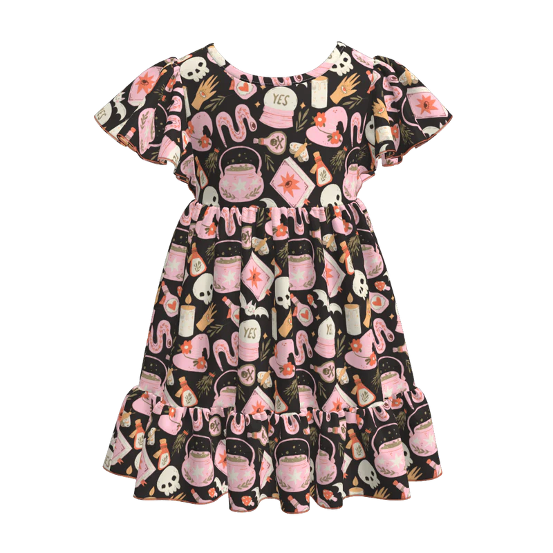 Custom moq 5 each style eta 6-7weeks halloween baby girl short sleeve dress and adult dress-25.7.16