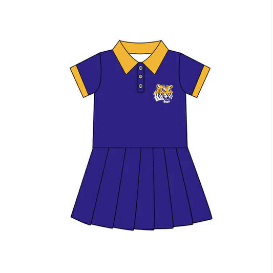 Custom moq 5 each style eta 6-7weeks baby girl clothes team blue purple short sleeve dress-25.8.1