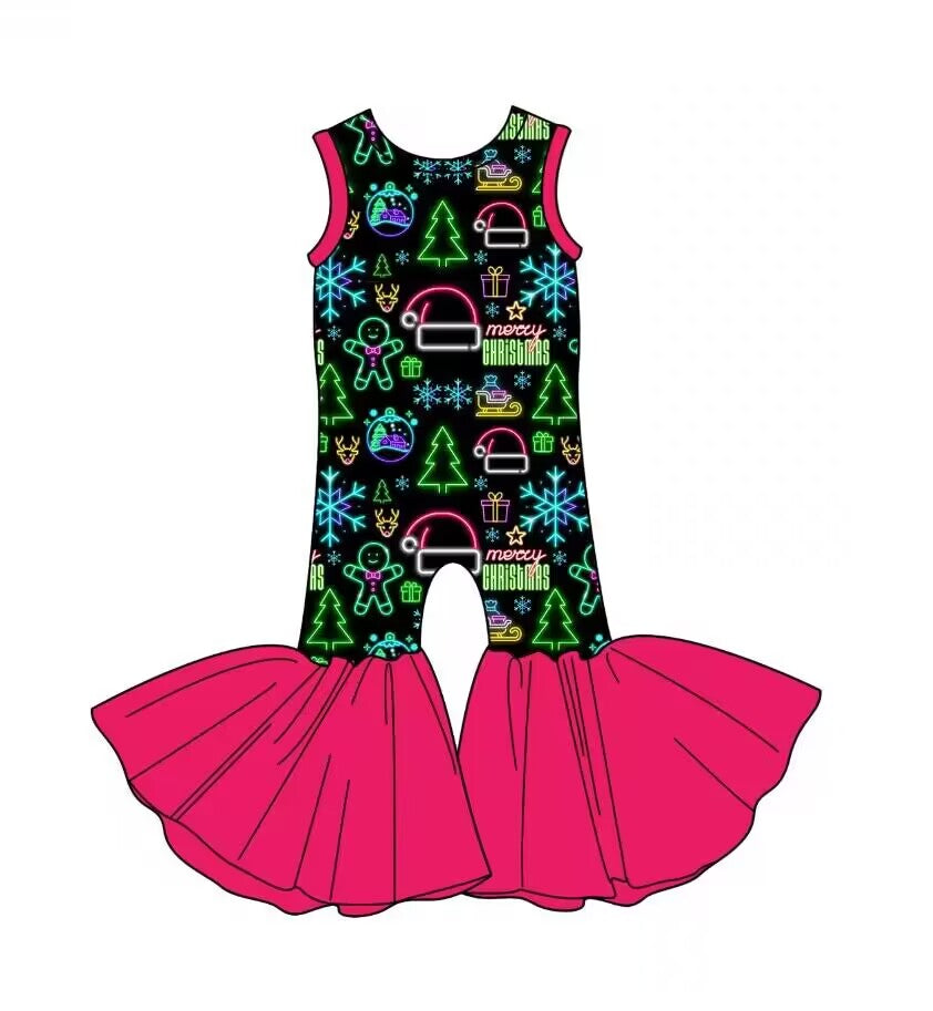 custom moq 5 eta 6-7weeks baby girls clothes Christmas rose red sleeveless Summer jumpsuit