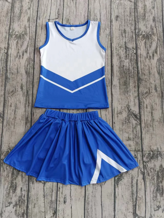 Custom moq 5 each style eta 6-7weeks baby girl clothes team blue sleeveless skirts sets-25.8.6