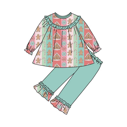 Custom moq 5 each style eta 6-7weeks baby girl clothes Christmas long sleeve pants sets-25.8.4