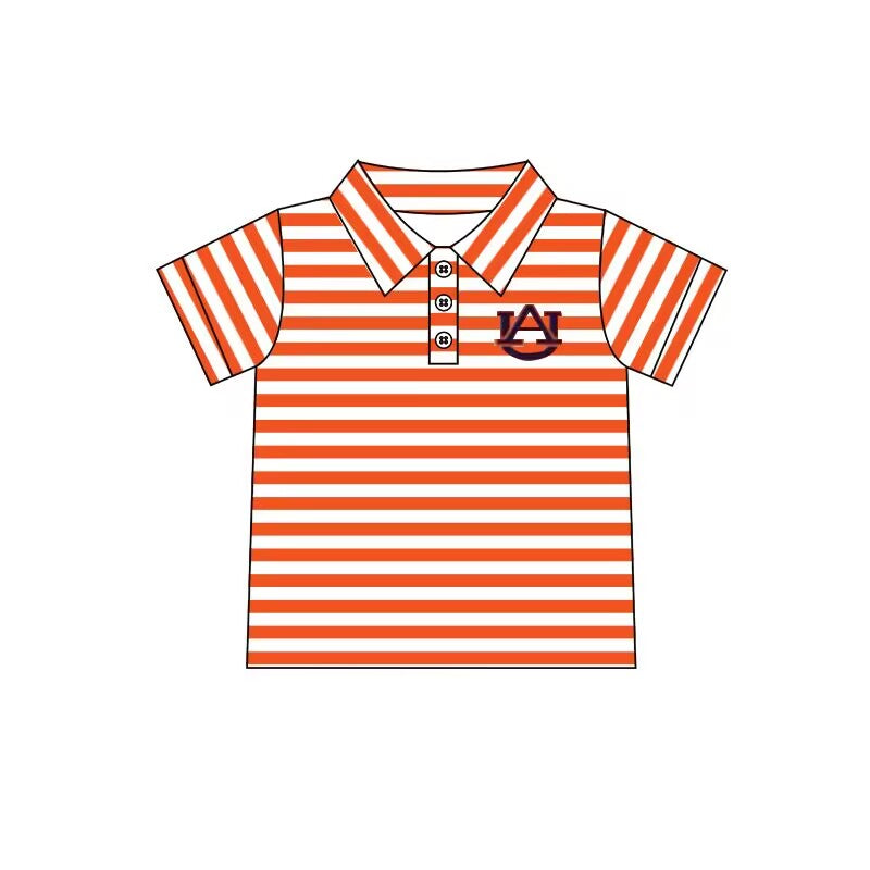 custom eta 6-8weeks moq 3  Baby boys clothes team A orange and white striped summer tshirt