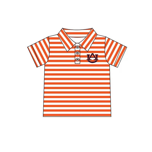 custom eta 6-8weeks moq 3  Baby boys clothes team A orange and white striped summer tshirt
