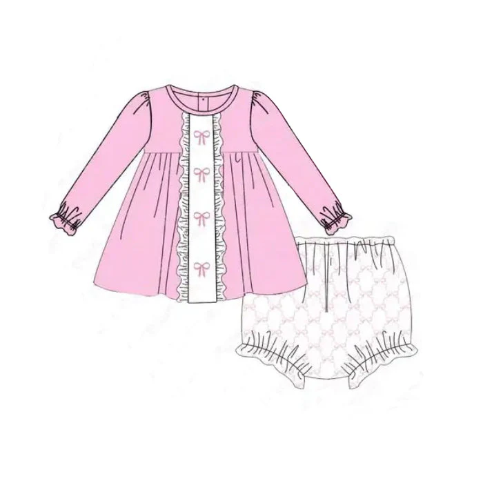Deadline  August 16custom no moq eta 6-7weeks Bow long-sleeved romper suit