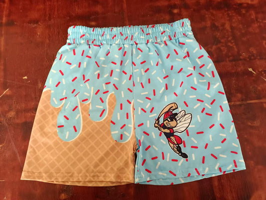 Custom moq 3 eta 6-7weeks kids clothes blue and gold Beach Summer Shorts