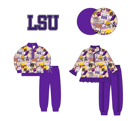 Custom moq 8 mix size eta 6-8weeks baby boy clothes team purple long sleeve pants set 2 -25.9.16