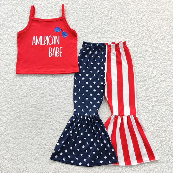 RTS NO MOQ Boys girl 4th of july short-sleeved shirt pants clothing sets