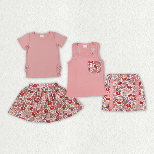 RTS Boys and girls floral Short Sleeve Shorts sets dress