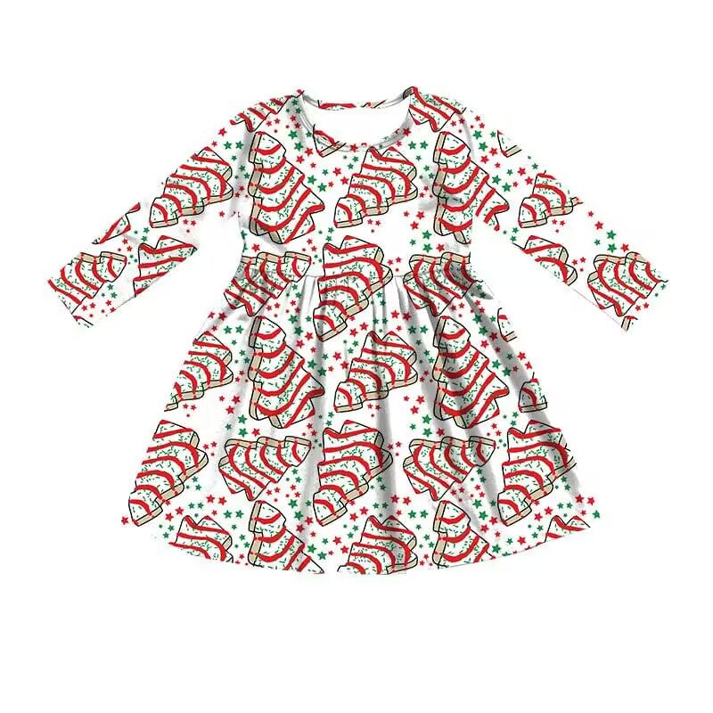 custom moq 5 eta 6-7weeks baby girls clothes Christmas red Long-sleeved Summer dresses