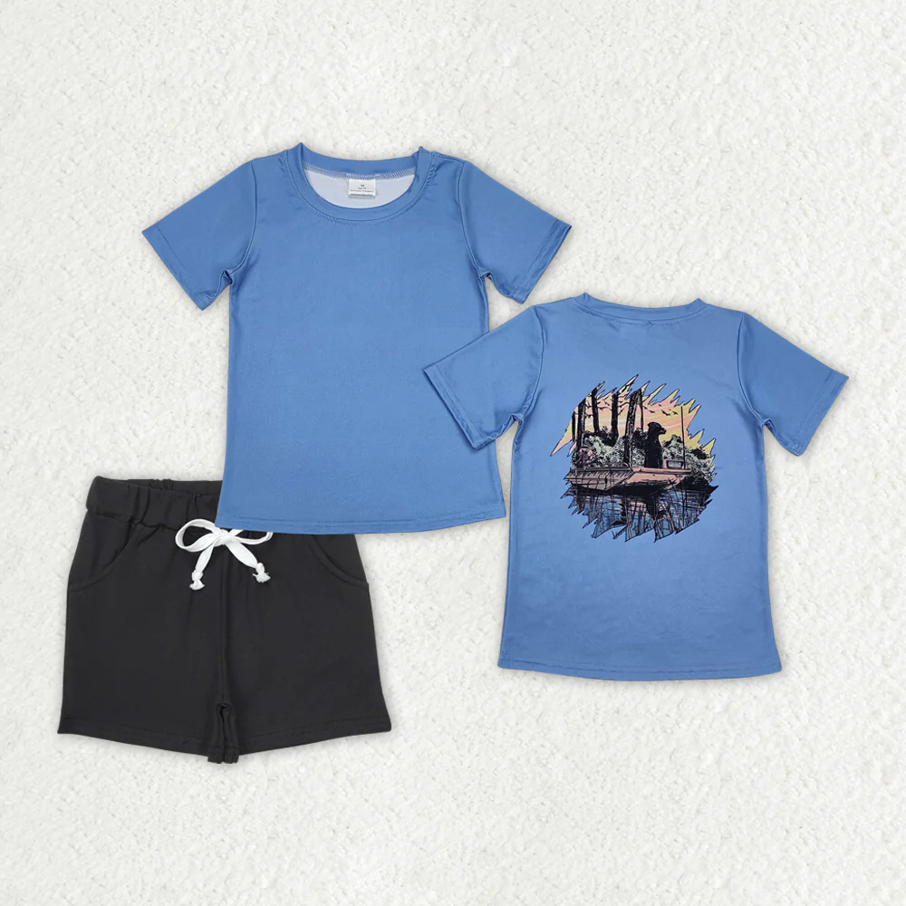 RTS NO MOQ Sibling Baby boy clothes duck camouflage Short Sleeve shorts Suits