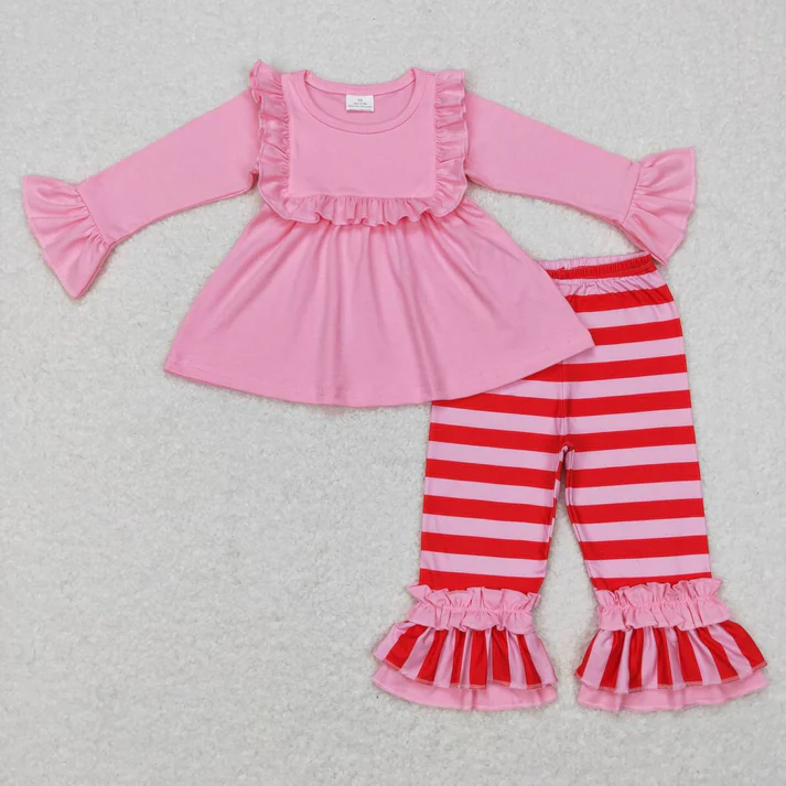 RTS NO MOQ Sibling baby girl clothes Christmas bow long sleeve pants Sets