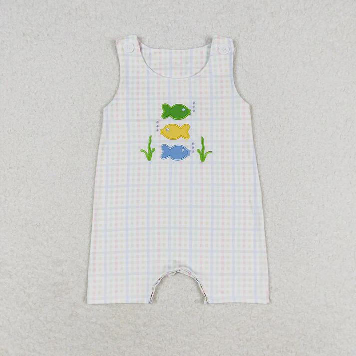 RTS Boys and girls embroidery Short Sleeve Shorts romper