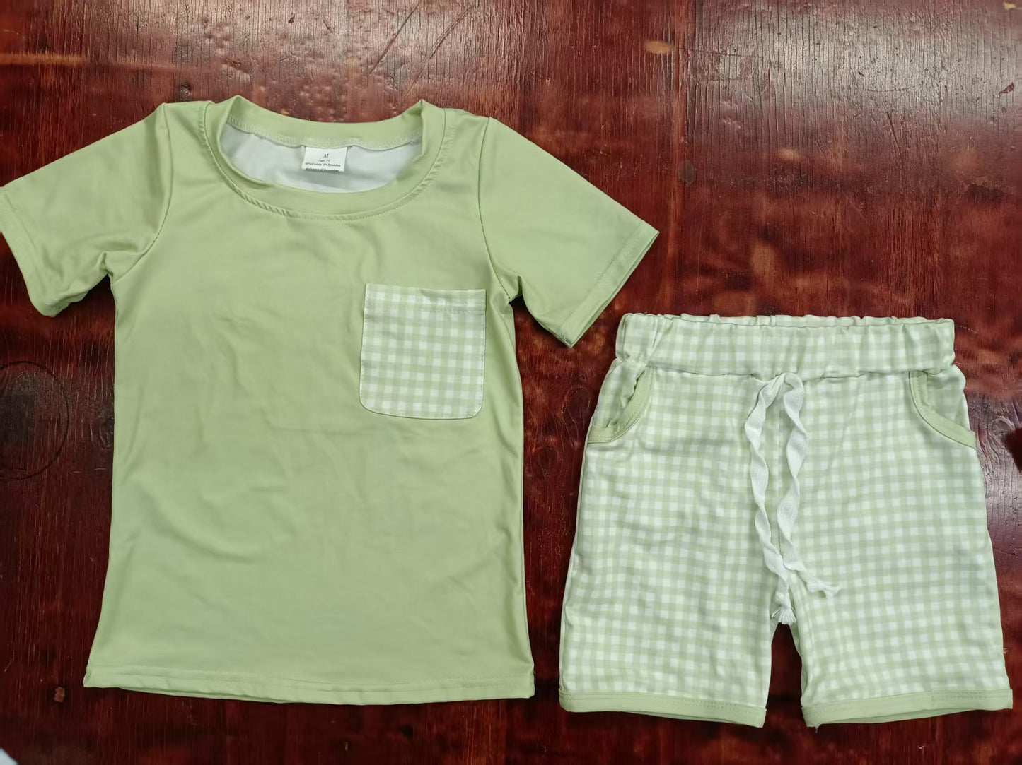 Custom moq 3 eta 6-7weeks baby boys clothes plaid short Sleeve shorts sets