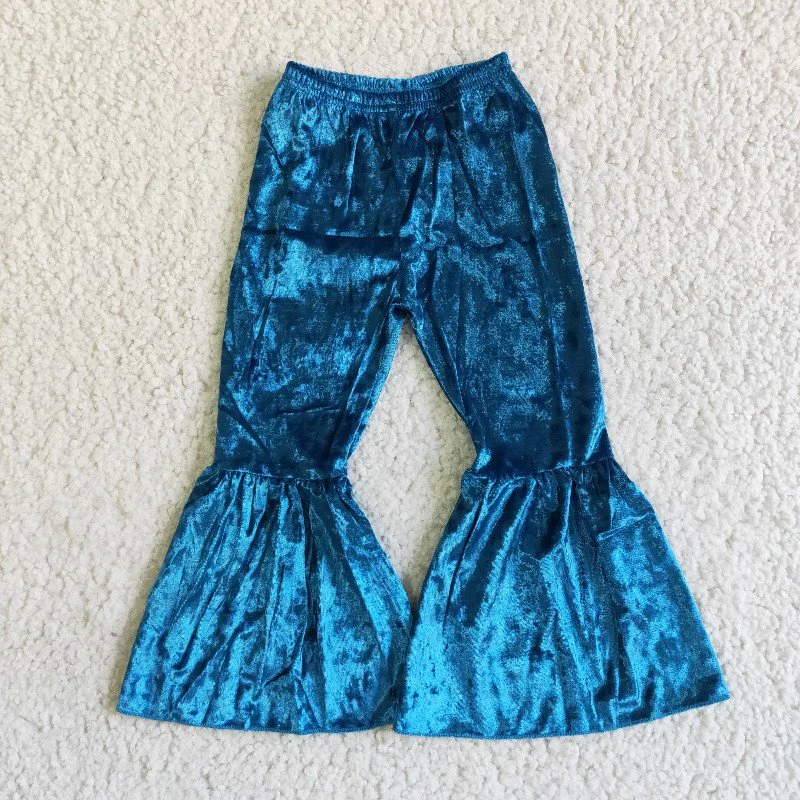 RTS NO MOQ Sibling baby girls clothes Solid color cotton velvet flared pants