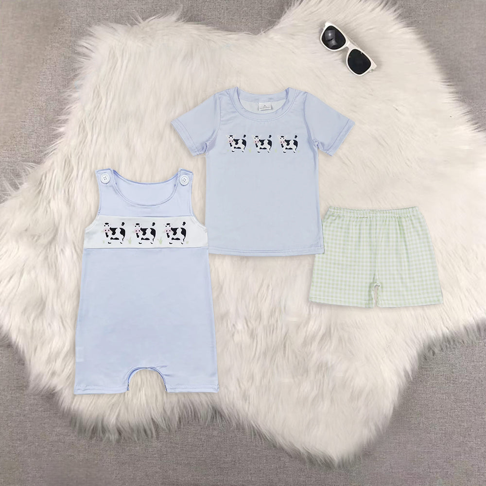 RTS NO MOQ boy clothes cow short sleeve Clothes Sets romper