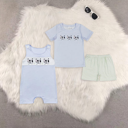 RTS NO MOQ boy clothes cow short sleeve Clothes Sets romper