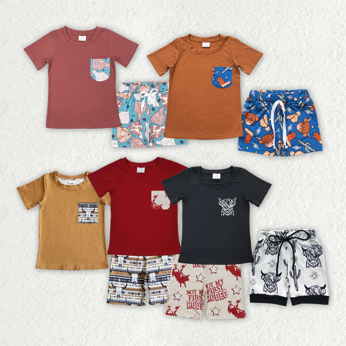 RTS NO MOQ baby boy Clothes camouflage sleeveless shorts Sets