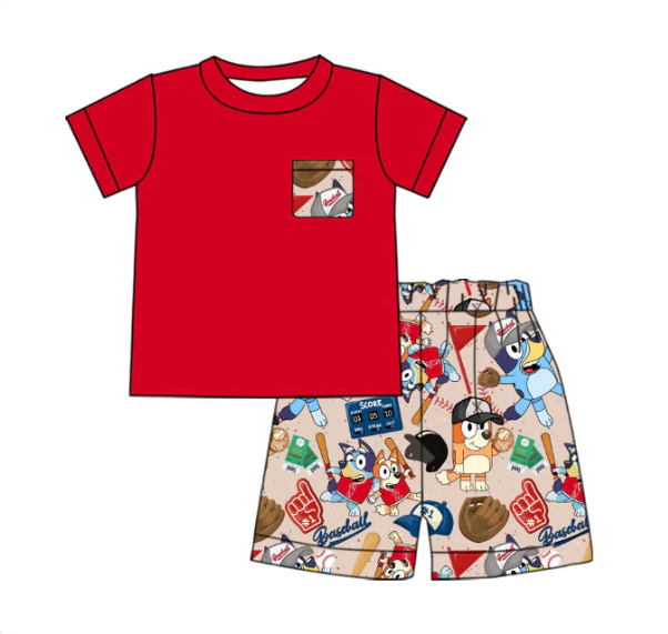 Deadline: May 15 custom no moq eta 5-6weeks  Red short-sleeved shorts suit