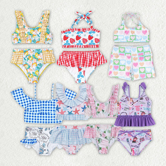 RTS NO MOQ baby girl clothes Short Skirt Set & Swimsuit