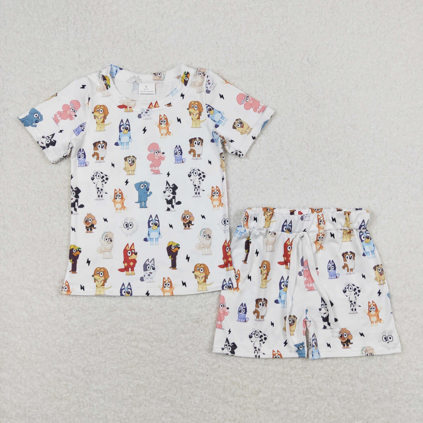 BSSO0660 bluey cartoon lightning white short sleeve shorts suit