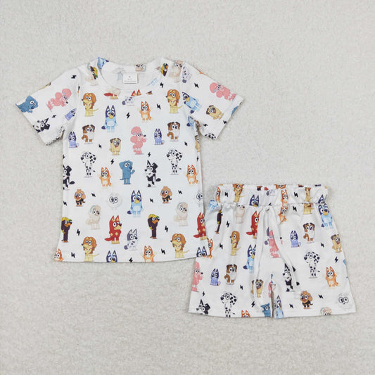BSSO0660 bluey cartoon lightning white short sleeve shorts suit