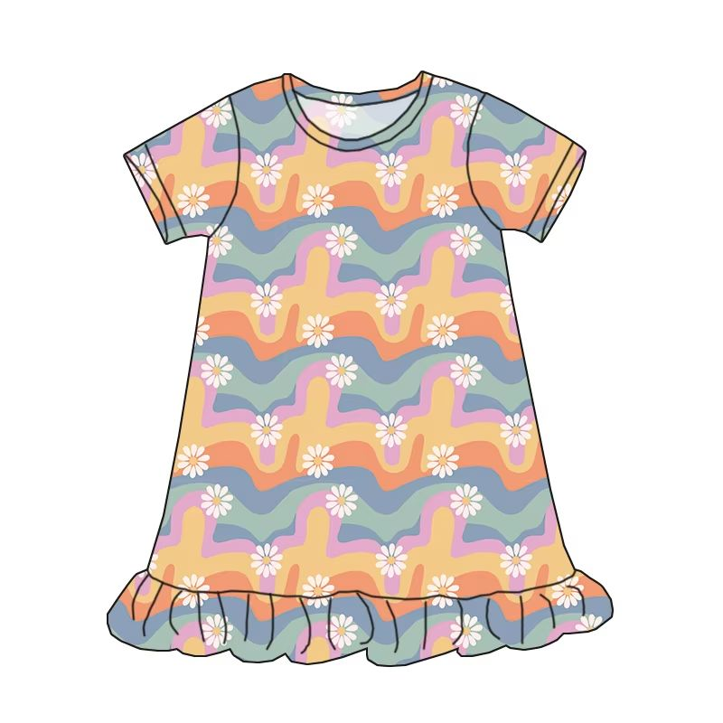 Custom moq 5 each style eta 6-7weeks milk silk baby girls summer floral short sleeves dresses-25.7.26