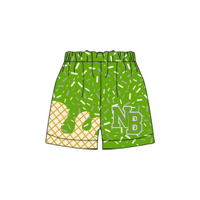 Custom Special character style tops and shorts. bright green Beach