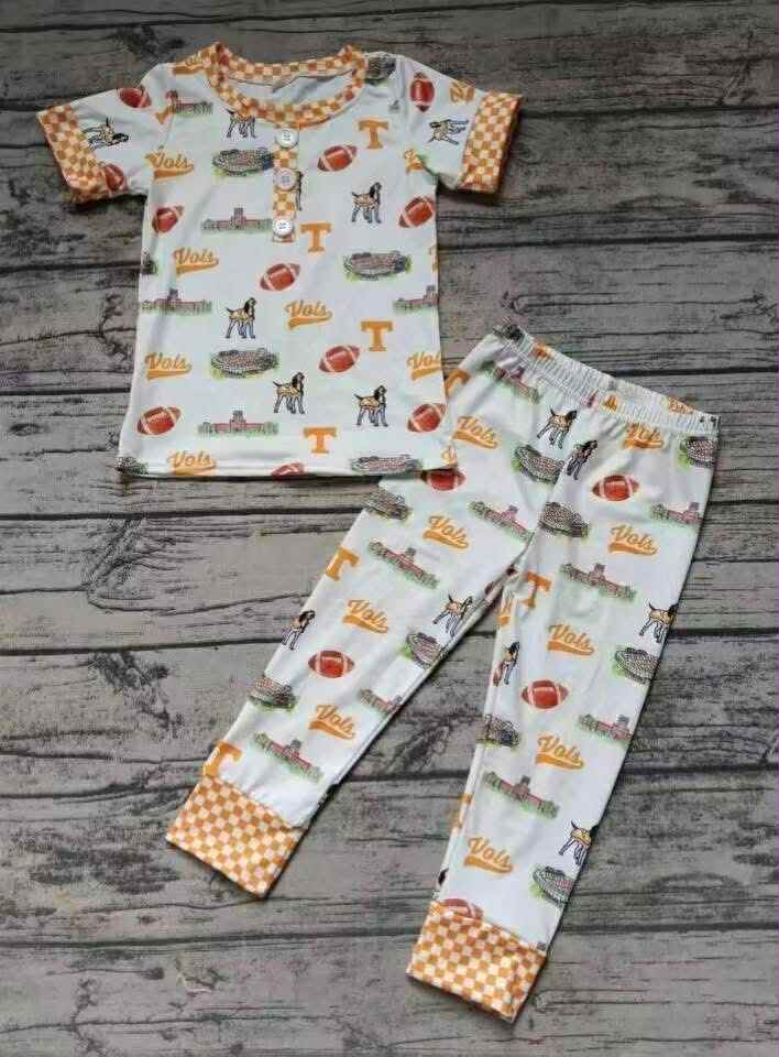 Custom moq 8 mix size milk silk Girls' short-sleeved pajamas + trousers set