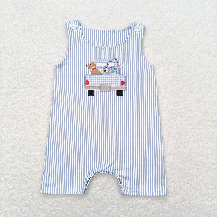 RTS Boys and girls embroidery Short Sleeve Shorts romper