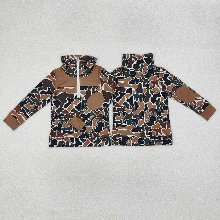 RTS NO MOQ Baby Boys Camouflage Hunting Season Zip Pullovers Tops