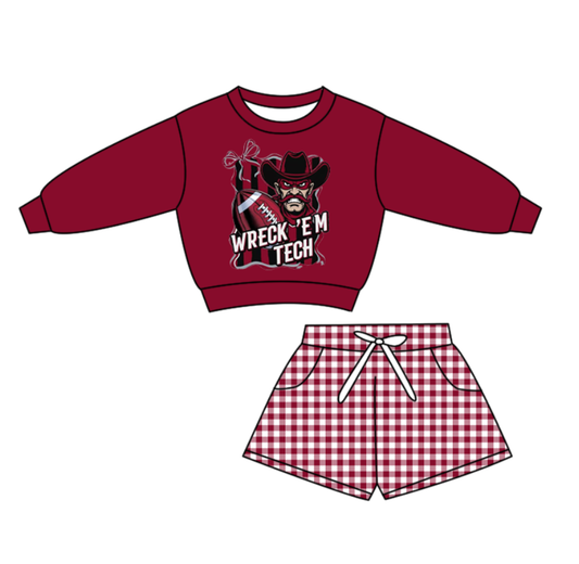 Custom moq 5 mix size milk silk summer teams baby boys clothes dark red long sleeve shorts sets-25.10.28