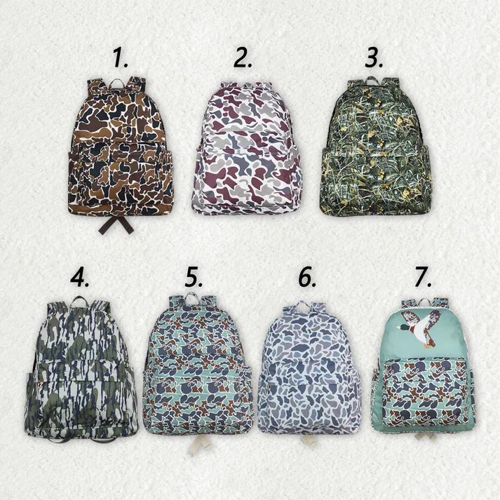 RTS NO MOQ Baby Kids Boys Camouflage Backpack Zip Back Bags